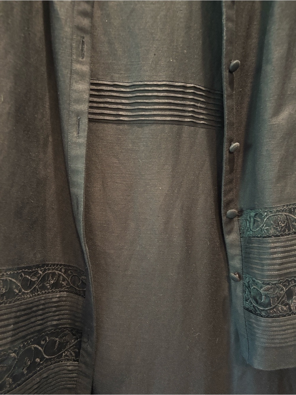 2-Pc Black Linen Dress Vintage Positive Attitude - Picture 3 of 9